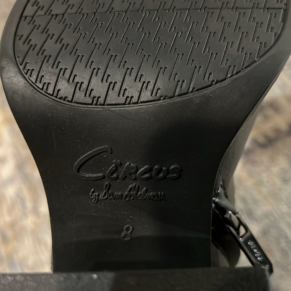 Circus by Sam Edelman Layla 2 Black Leather Square Toe Block Heel Boots - Picture 7 of 8